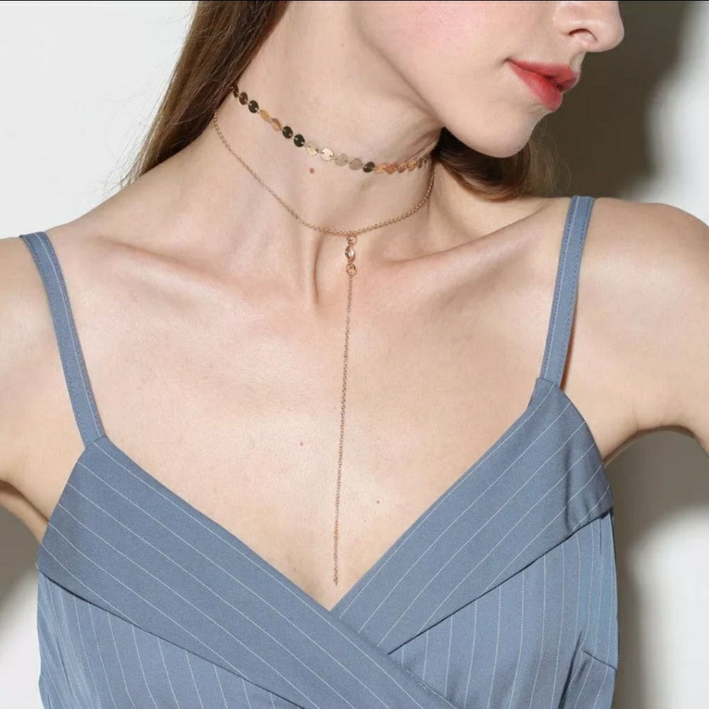 Bohemian Chocker Necklace w/ Crystal Stone - NWOT